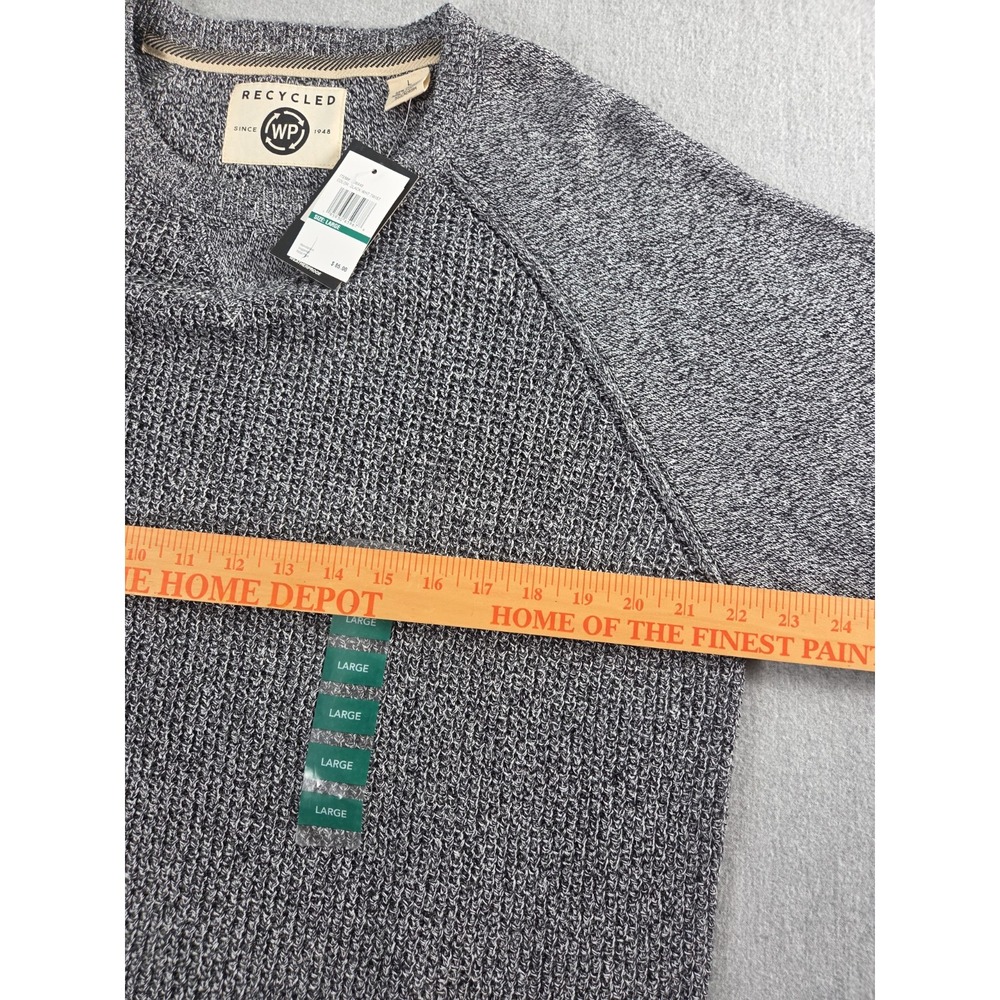 Weatherproof Recycled Mens Sweater L Black White Twist Pullover Long Sleeve NEW - Picture 5 of 10